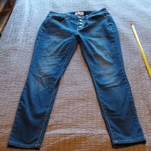 Sonoma Women's Skinny Jeans - Dark Blue Button Up Size 4